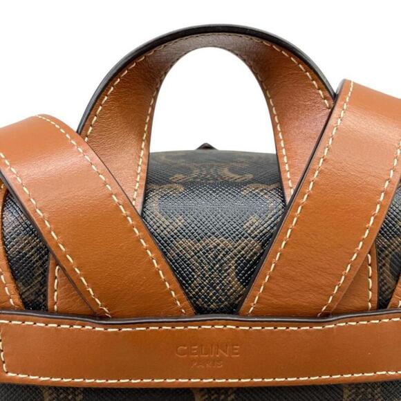 CELINE Brown Coated Canvas Backpack - Picture 9 of 16